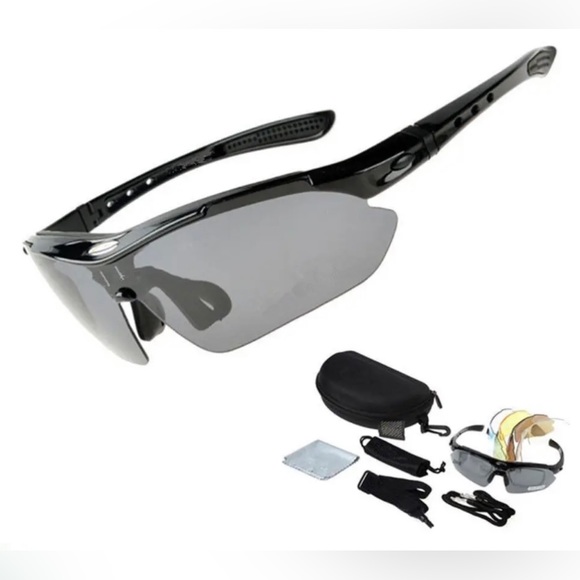 Outdoor Sports Riding Sunglasses. 5 Changeable Lens Variations. Comfy Nose-pads - Picture 4 of 12